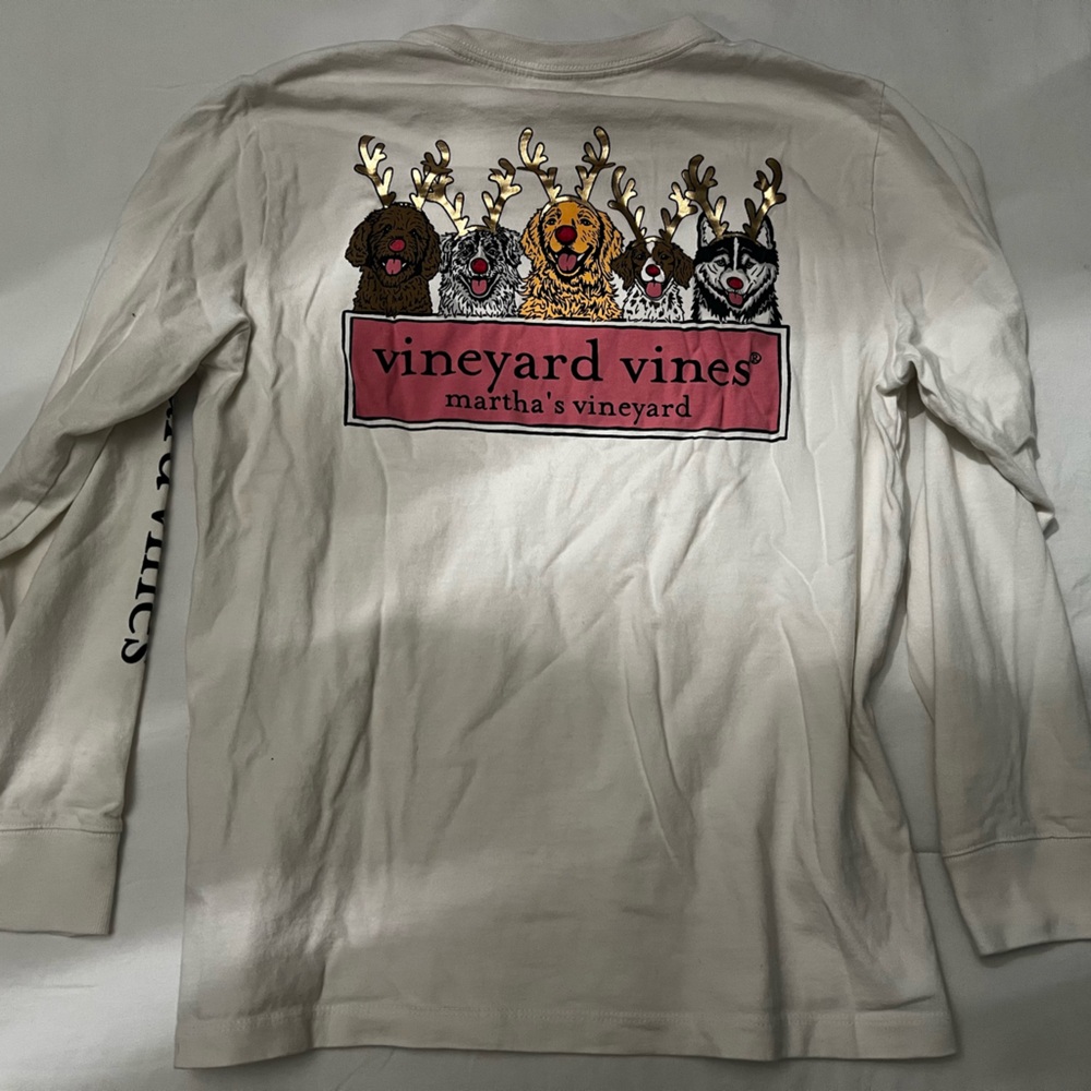 Boys Christmas holiday dogs vineyard vines long sleeve shirt medium 12-14